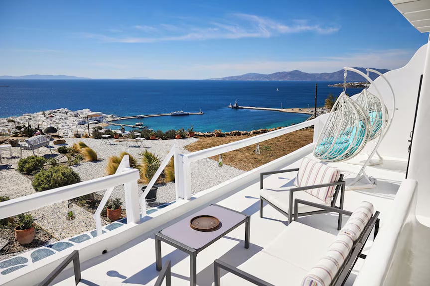 Converted windmill villa with iconic Mykonos architecture